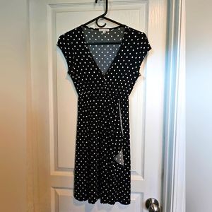 Polka Dot Crepe Ruffle A-line Dress